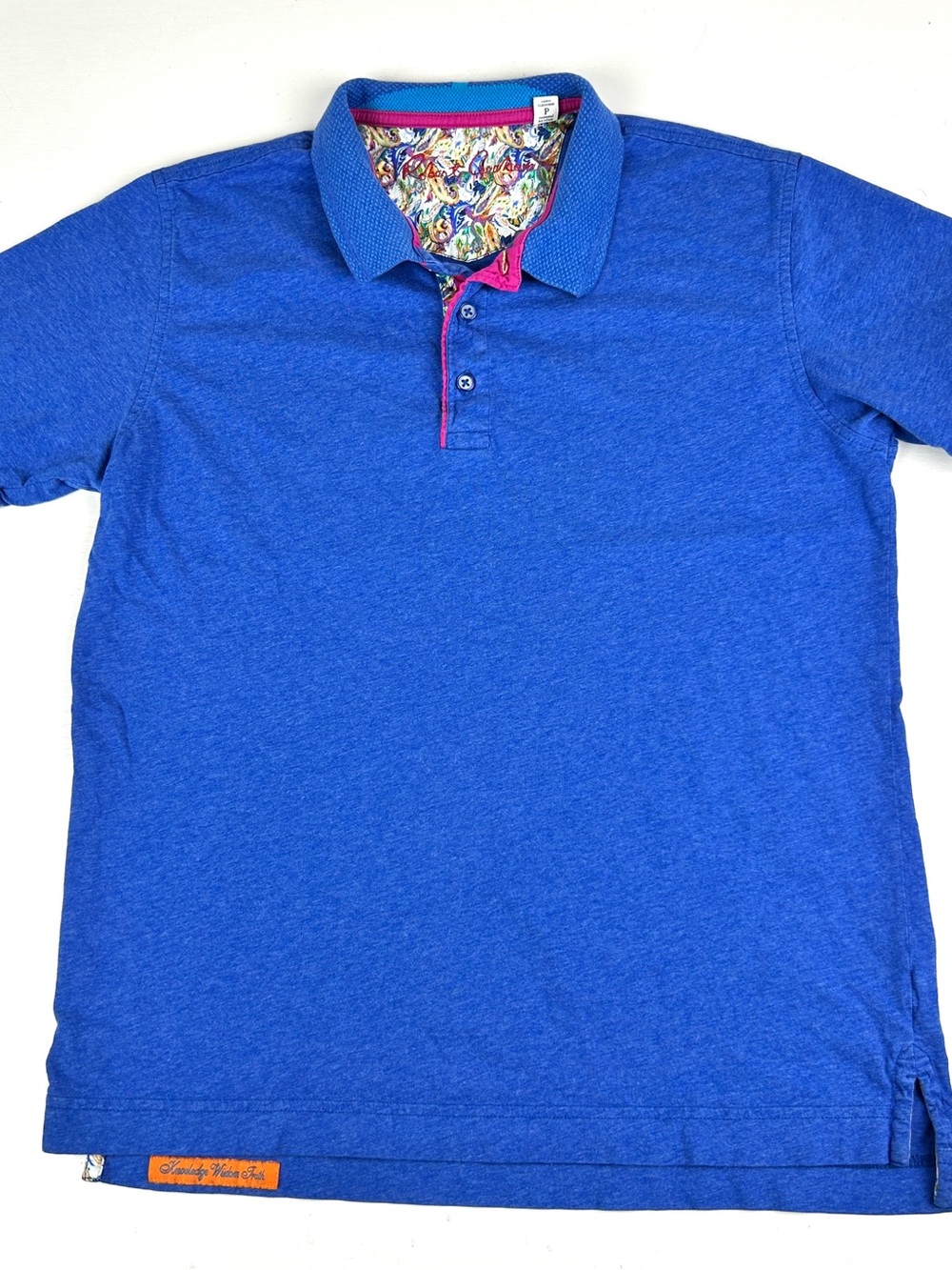 Robert Graham Men's Short Sleeve Polo Classic Fit Small Blue